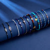 Rinhoo   Handmade Vintage Rhinestone Palm Blue Evil Eye Pendant Link Chain Bracelet For Women Men Good Luck Bracelet