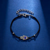 Rinhoo   Handmade Vintage Rhinestone Palm Blue Evil Eye Pendant Link Chain Bracelet For Women Men Good Luck Bracelet