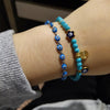 Rinhoo   Handmade Vintage Rhinestone Palm Blue Evil Eye Pendant Link Chain Bracelet For Women Men Good Luck Bracelet
