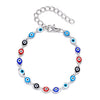 Rinhoo   Handmade Vintage Rhinestone Palm Blue Evil Eye Pendant Link Chain Bracelet For Women Men Good Luck Bracelet