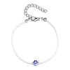 Rinhoo   Handmade Vintage Rhinestone Palm Blue Evil Eye Pendant Link Chain Bracelet For Women Men Good Luck Bracelet