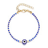 Rinhoo   Handmade Vintage Rhinestone Palm Blue Evil Eye Pendant Link Chain Bracelet For Women Men Good Luck Bracelet