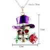 Rinhoo Retro Skull Head Rose Flower Pendant Necklace Halloween Party Necklace Jewelry Unisex