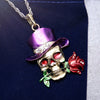 Rinhoo Retro Skull Head Rose Flower Pendant Necklace Halloween Party Necklace Jewelry Unisex