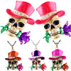 Rinhoo Retro Skull Head Rose Flower Pendant Necklace Halloween Party Necklace Jewelry Unisex