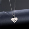 Rinhoo Stainless Steel Silver Color Heart-shaped Electrocardiogram Pendant Necklace For Women Men Necklaces Jewelry Birthday