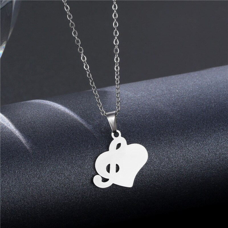 Rinhoo Stainless Steel Silver Color Heart-shaped Electrocardiogram Pendant Necklace For Women Men Necklaces Jewelry Birthday