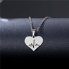 Rinhoo Stainless Steel Silver Color Heart-shaped Electrocardiogram Pendant Necklace For Women Men Necklaces Jewelry Birthday