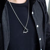 Rinhoo Trendy Interlocking Square Triangle Pendant For Men Stainless Steel Geometric Stacking Streetwear Hip Pop Rock Necklace