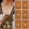 Rinhoo Twelve Constellations Round Coin Pendant Clavicle Chain Necklace Statement Copper Leo Necklace Women Jewelry