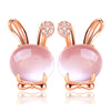 100% 925 Sterling Silver Stud Earrings For Women Rose Quartz Rabbit Shape With AAA Dazzling 2 Colors Gift Jewelry PSE32