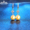 100% Pure 925 Sterling Silver Women Earrings Long Black White Yellow Pearl With Zircon Fashion Female Earring PSE20