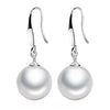 100% Real 925 Sterling Silver Women Drop Earrings Round Black White Yellow Pearl Earring Female Party Fine Jewelry PSE22