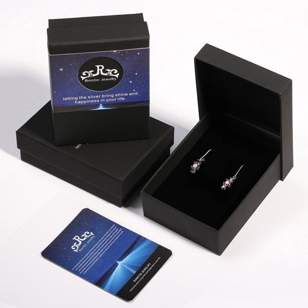 100% Solid 925 Sterling Drop Earrings For Women Purple Color Long AAA Zircon Earring Silver Fine Jewelry TSE70-P