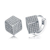 100% Sterling Silver Square Cube Stud Earrings Dice Shape With Shiny Cubic Zircon Engagement Party Female Jewelry TSE22