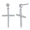 100% Sterling Silver Stud Cross Earring with Shiny AAA Cubic Zircon Classic Engagement Party Women Girl Jewelry TSE37