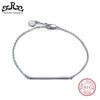 Pure 925 Sterling Silver Women Bracelets 34*1mm Thin Bar Custom Engraved Name Bracelet Personalized Female Bangle TSB23