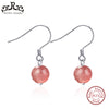 Silver Earrings For Women 100% Pure Sterling Genuine Red Cat's Eye 5 Types Stone Hook Design Girls Earring Gifts TPSE111