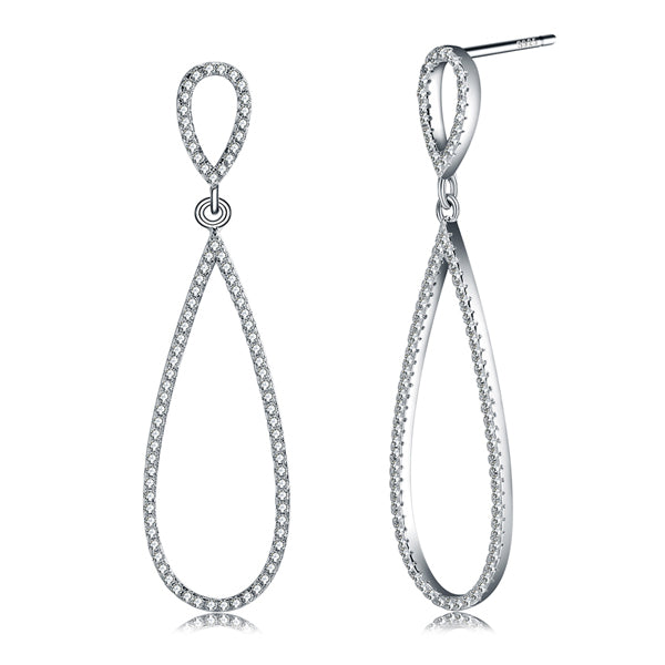 Sterling Silver S925 Women Water Drop Shape Stud Earrings Micro Paved AAA Cubic Zircon for Women Party Engagement TSE35