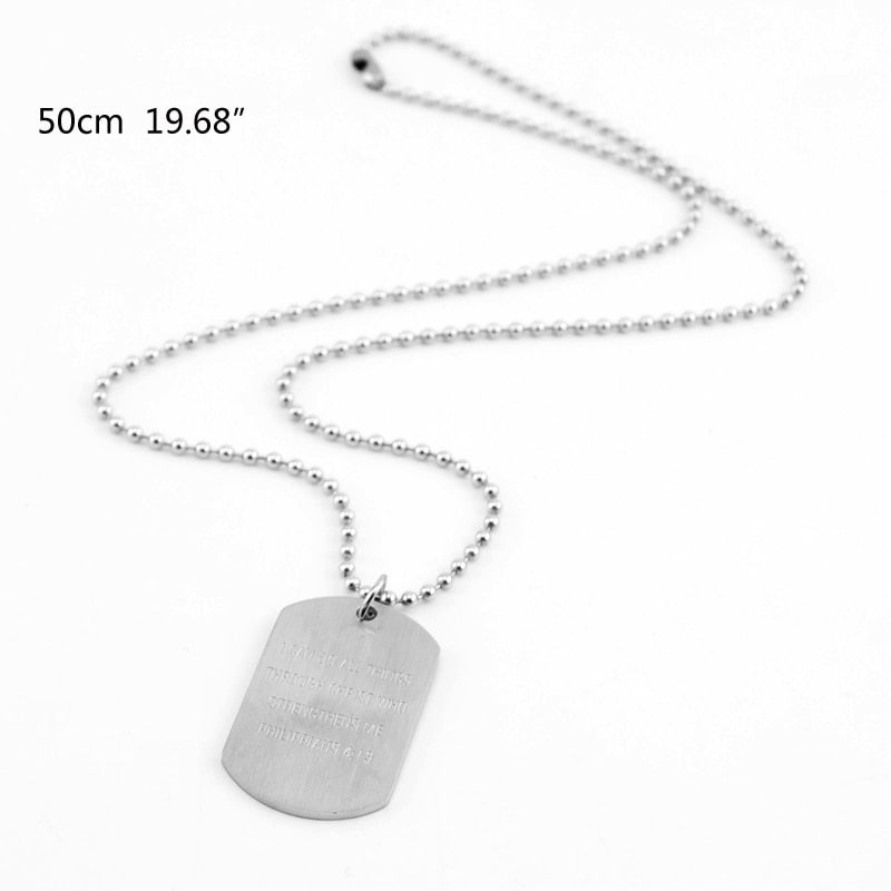 Risul Military tag Christianity Bible Philippians 4:13 matte 22x36mm Stainless steel brush polished pendant necklace 10pcs