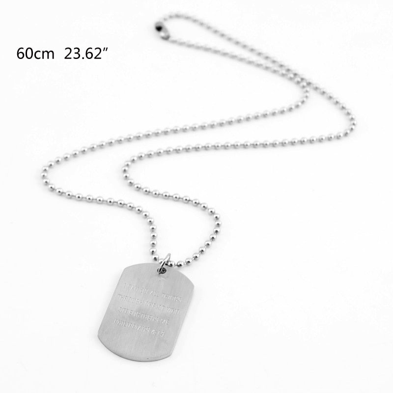 Risul Military tag Christianity Bible Philippians 4:13 matte 22x36mm Stainless steel brush polished pendant necklace 10pcs