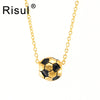 football Pendant Sporty necklace With Rolo Chain Stainless Steel Soccer Necklace Gold Color Women football girl Jewelry