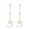 Personality simple semi-circular pearl earrings temperament long earrings super fairy pendant earrings female