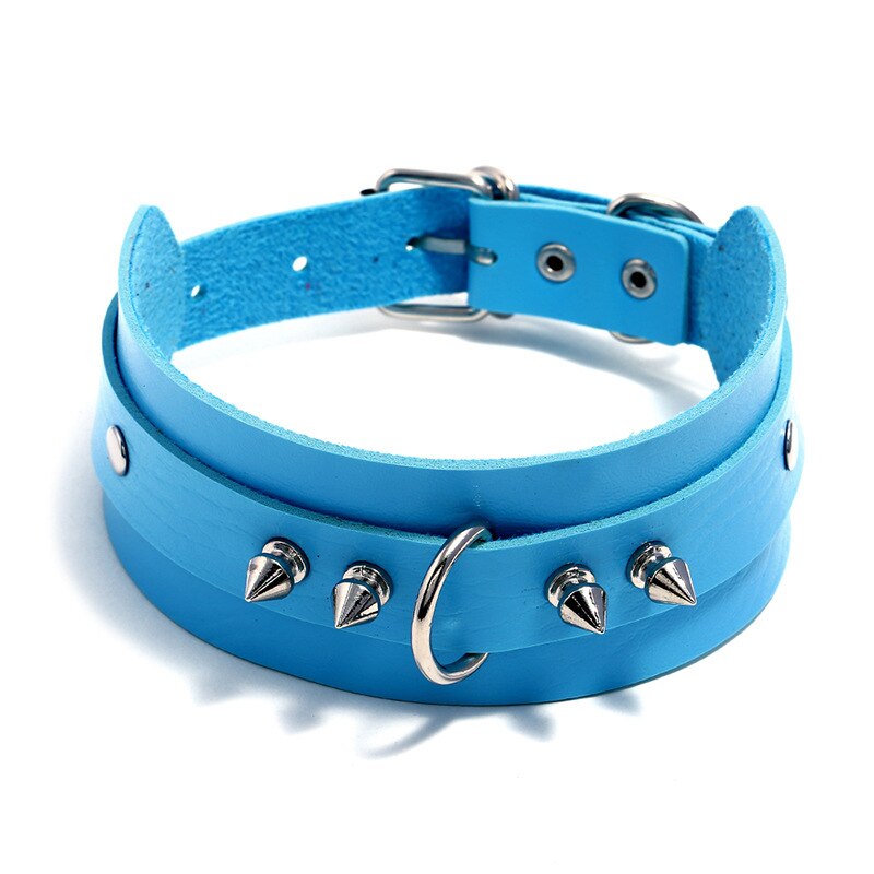 Rivet Trendy Party Rock Punk Vintage Statement Leather Choker Necklace Women Jewelry Sweater Chain Jewelry Female