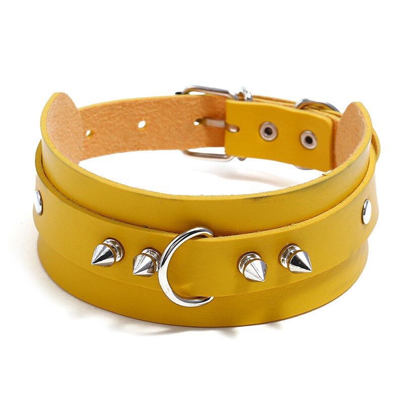 Rivet Trendy Party Rock Punk Vintage Statement Leather Choker Necklace Women Jewelry Sweater Chain Jewelry Female