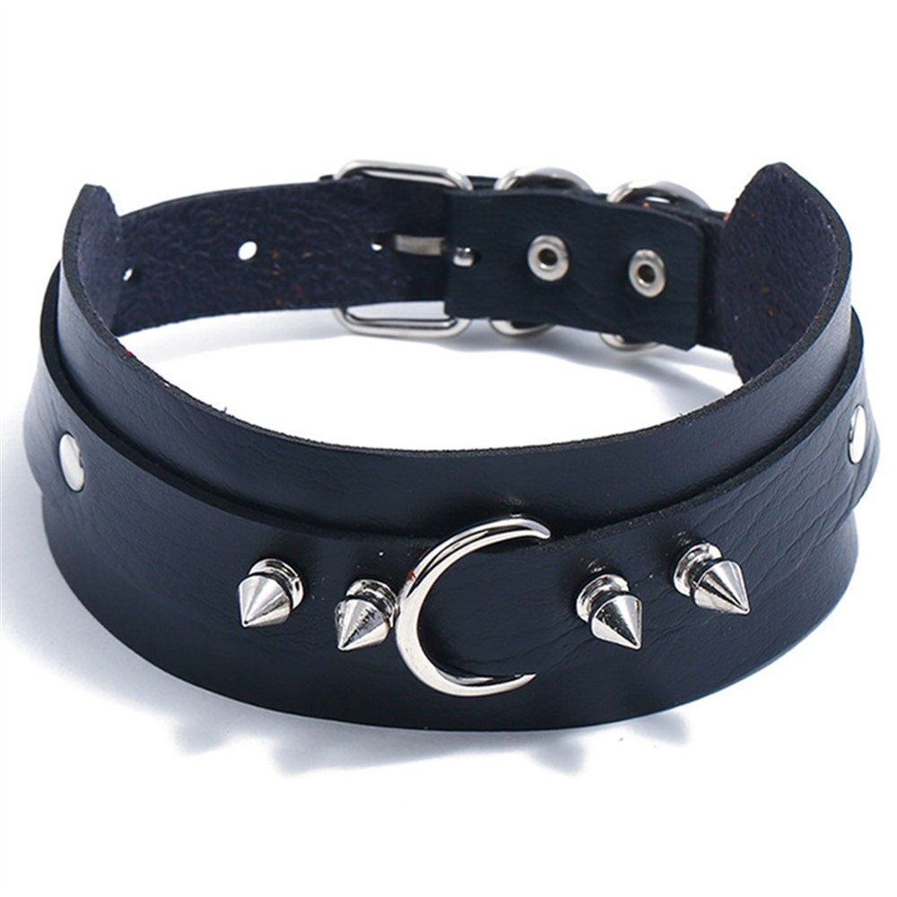 Rivet Trendy Party Rock Punk Vintage Statement Leather Choker Necklace Women Jewelry Sweater Chain Jewelry Female