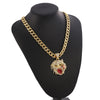 Roaring Lion Necklace Shout Iced out Leopard Rhinestone Shine Punk Pendant Necklace For Man Women Rock Miami Collar Jewelry