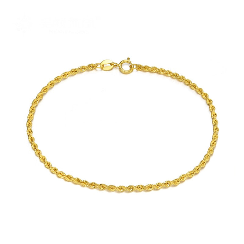 2020 Fashion Jewelry 18K Yellow Gold Solid Women Bracelet Chain & Link Bracelets & Bangles Luxury Lucky Lovers Bracelet
