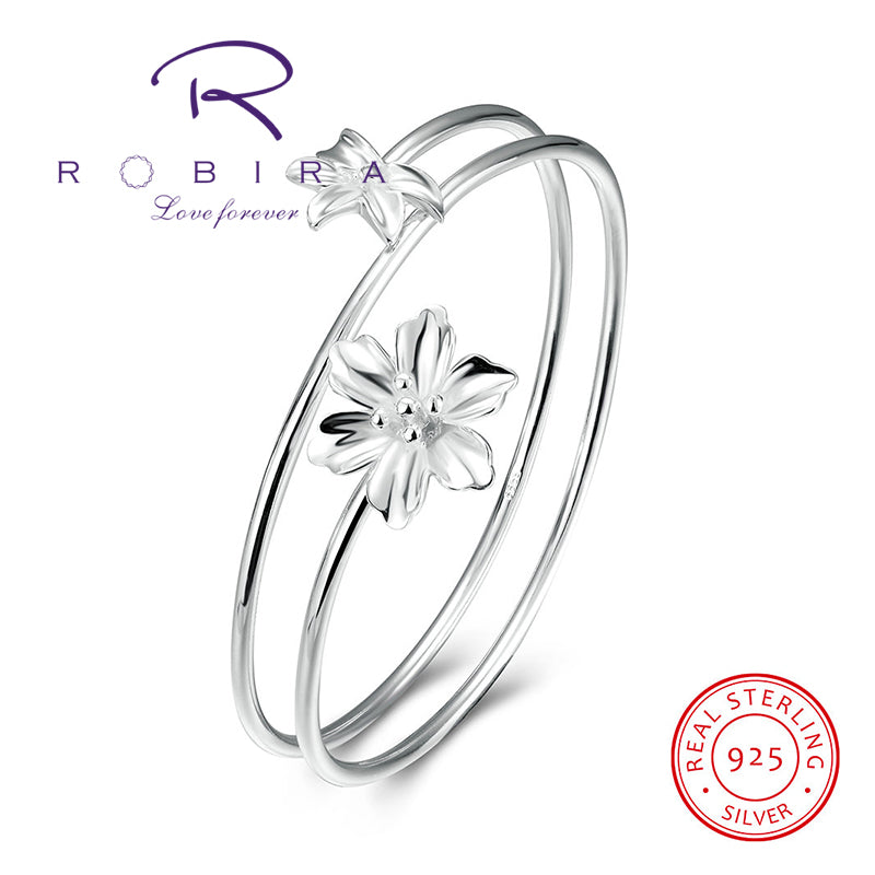 925 Sterling Silver Flower Bracelets Bangles New Fashion Bracelet For Women Sterling-Silver-Jewelry