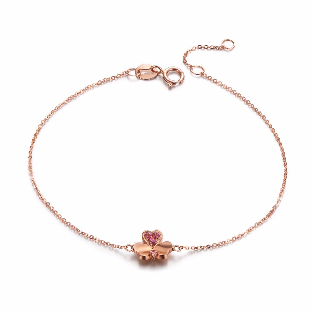 Brand Ruby Bracelets For Women 14K Rose Gold Trendy Natural Burmese Ruby Fashionable Bracelet Charms Fine Jewelry