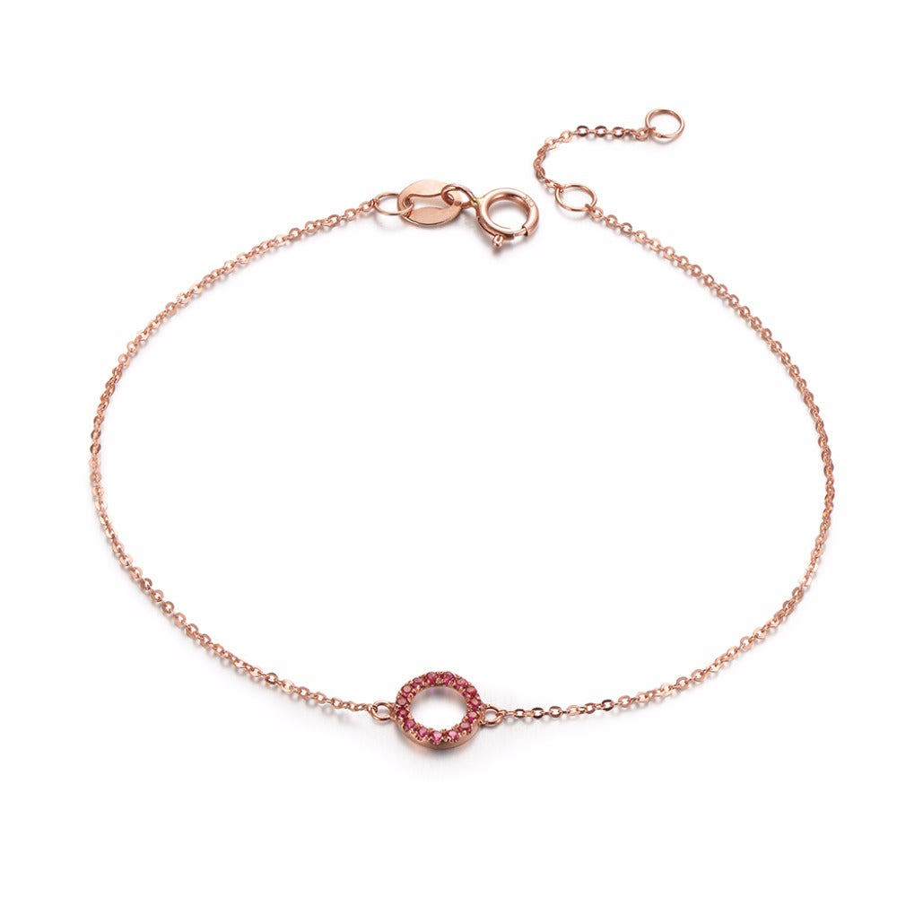 Fashion Ruby Jewelry 14k Gold Round Charms Bracelet Simple Classic Gemstone Jewelry Bangles & Bracelets for Women