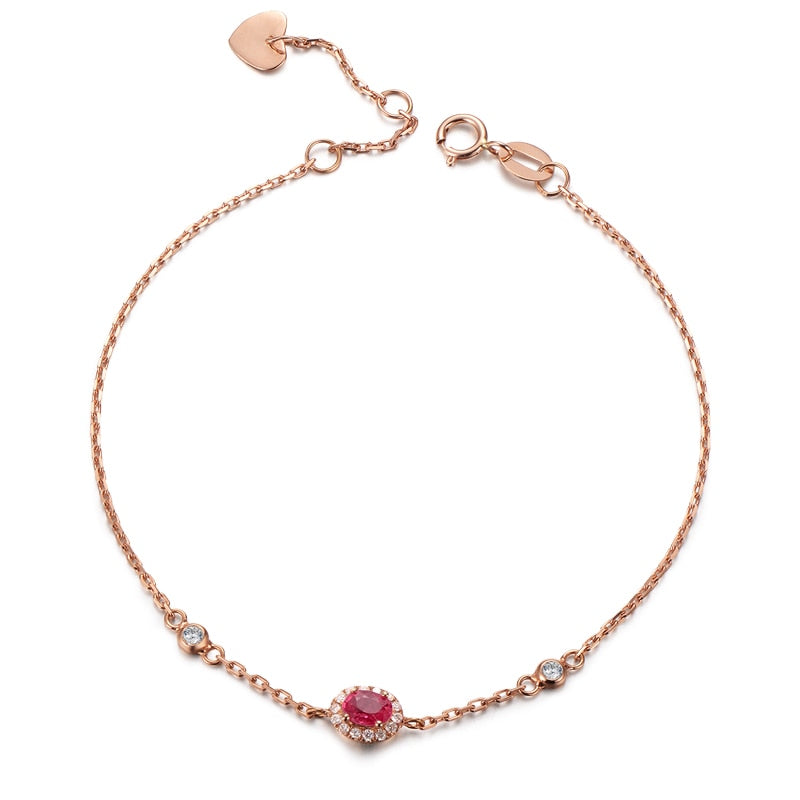 Fashion Simple Natural Ruby Bracelets Design Engagement Jewelry 18K Rose Gold Romantic bracelets & bangles for women