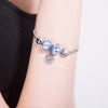 Hot Fashion Crystal Charm Bracelet 925 Sterling Silver Female Blue Beads DIY Bracelet Rose Flower Dangling Jewelry