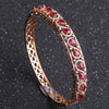 Latest Vintage Women Party Bangles Antique 18K Rose Gold Red Natural Ruby Bracelets Full Diamond Turkish Bijuteria