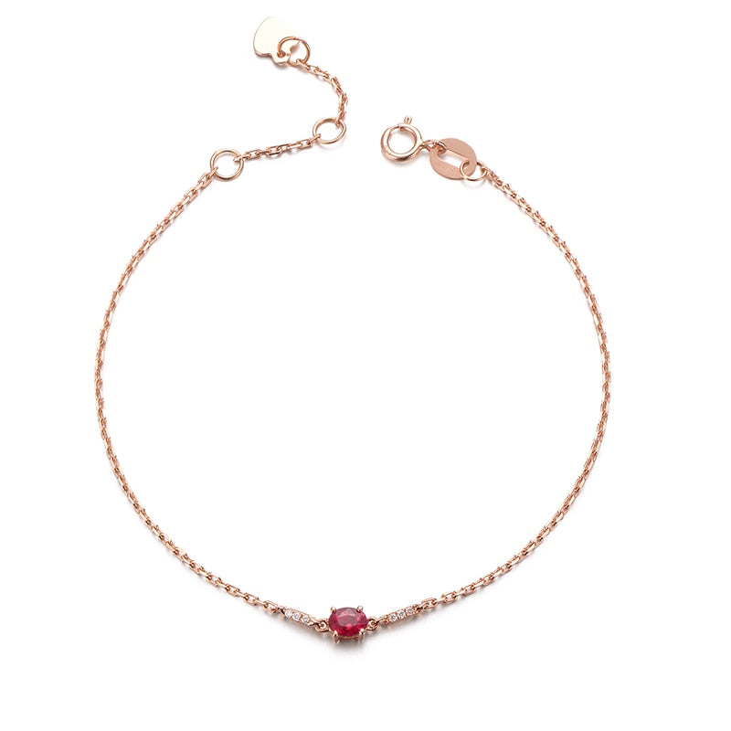 Vintage Designer Natural Ruby Bracelets 18K Rose Gold Simple Ruby Charm Bracelets Link Chain Diamond Jewelry For Women