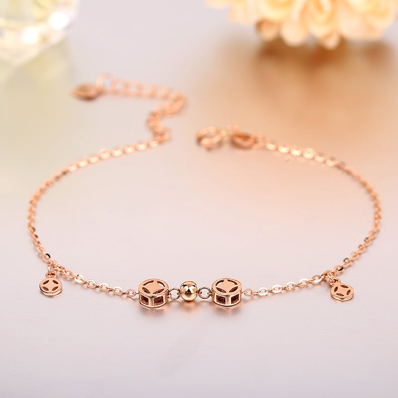 Women Slave Charms Bracelet Fashion Jewelry Wholesale 18K Rose Gold Color Round Chinese Coin Bracelet For Women