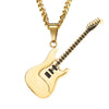 Rock Electric Guitar Pendant Necklaces Stainless Steel Hip Hop Jewelry Accessory For Women Men
