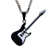 Rock Electric Guitar Pendant Necklaces Stainless Steel Hip Hop Jewelry Accessory For Women Men