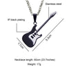 Rock Electric Guitar Pendant Necklaces Stainless Steel Hip Hop Jewelry Accessory For Women Men