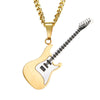 Rock Electric Guitar Pendant Necklaces Stainless Steel Hip Hop Jewelry Accessory For Women Men