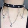 Rock Punk Small Bell  Rivet PU Leather Girl Party Necklace