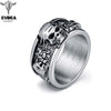 Rock Roll Silver Gothic Punk Old Wrinkle Skull Big Rotating Bikers Bible Rings Men's & Boys' Jewelry R267