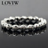 Rock hop Punk Skull Beads Bracelet 925 Sterling Silver thomas style skulls Jewelry co party jewellery new Gift for women