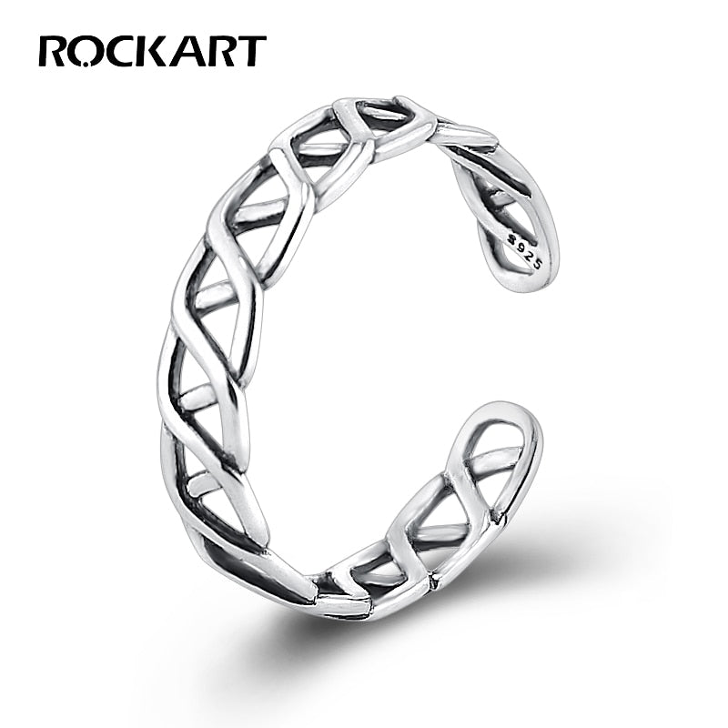 Hiphop Rock Antique Pure Silver Ring For Men S925 High-end Fine Jewelry Hard Rock&Roll Industrial Style Braided Chains