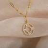 Roman Hanging Numeral Necklace For Women Stainless Steel Zircon Round Choker Pendant Necklace Party Jewelry Gift Charm Pin Chain