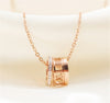 Roman Numerals Titanium Steel Women's Necklace Colorless Rose Gold Three Circle Crystal Zircon Wedding Necklace